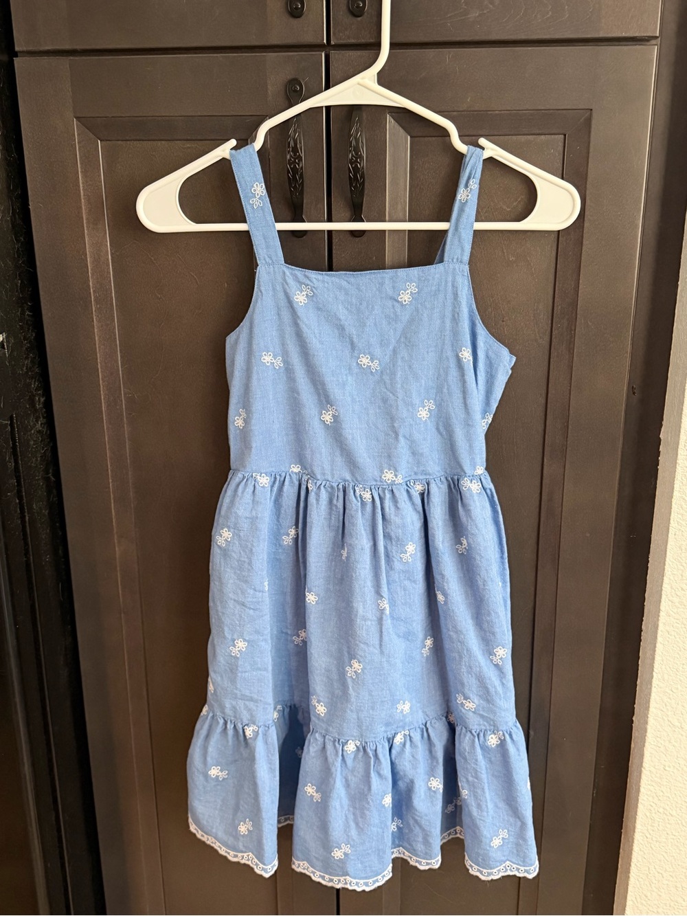 Girls' Cat & Jack Size 10-12 (L) Blue Chambray Eyelet Sundress